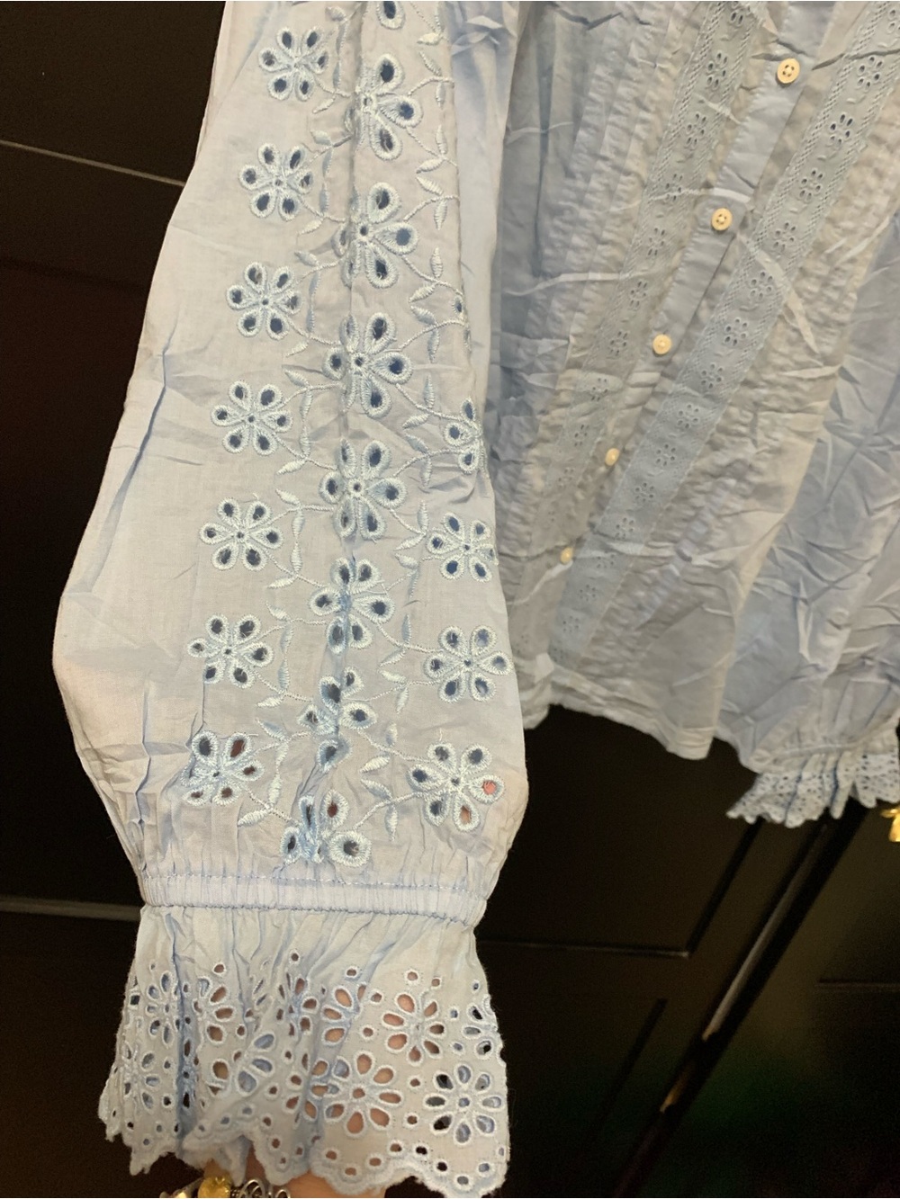 J. Crew Pale Blue Eyelet Button-Front Blouse Medium preppy feminine - Picture 2 of 6